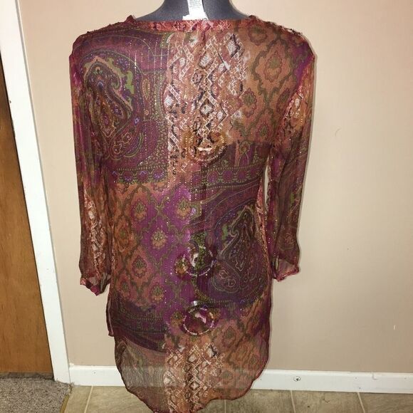 Chico's size 1 (med/8) Sheer button up blouse - Picture 4 of 6